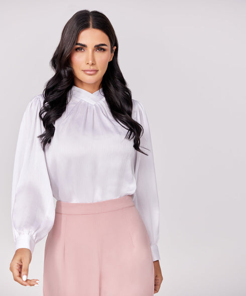 High Vneck Pleated Top