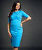 Ponte Half Sleeve Bodycon Blue Dress