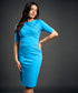 Ponte Half Sleeve Bodycon Blue Dress