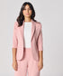 Curved Label Collared Classic Jacket- Pink