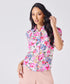 Short Sleeve Classic Collar Pink Printed Top