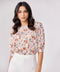 Half Puffed Sleeve Round Neck Printed Top
