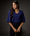 Vneck Balloon Half Sleeve Blue Top