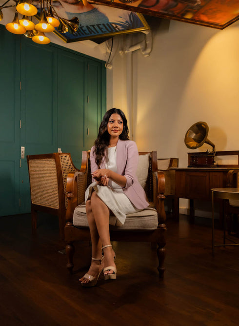 Basic Lapel Collared Blazer - Lavendar