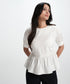 White Cotton Formal Peplum Top