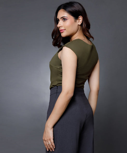 Olive Sweetheart neck top