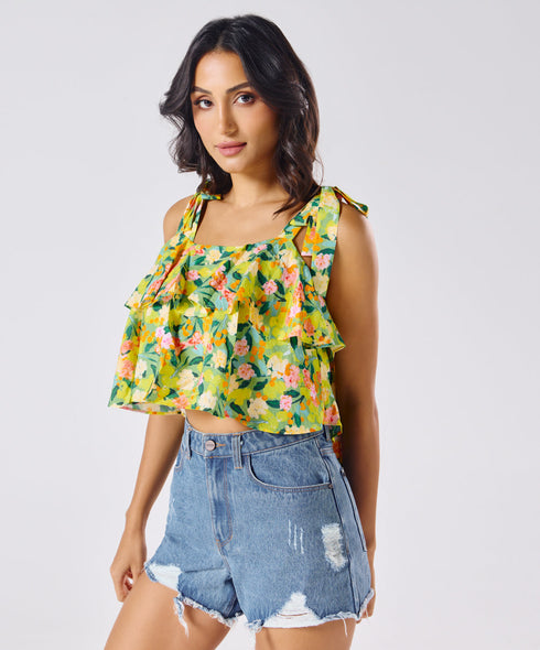 Mini Printed Flowy Top