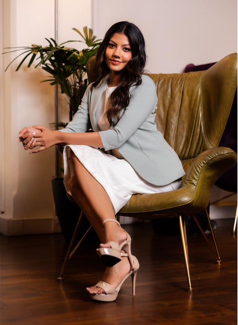 Basic Lapel Collared Blazer - Pastel Green