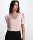 Vneck Sleeve Gathered Glamorous Satin Top