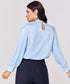 Satin Pleated Blue Long Sleeve Top