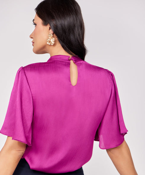 Purple Flared Short Sleeve Top