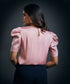 Front Bow Attached Pink Satin Top- Pink