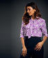 Front Tie Half Sleeve Purple Printed Top
