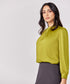 Satin Pleated Olive Long Sleeve Top