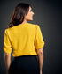 Notched Neck Yellow Blouse