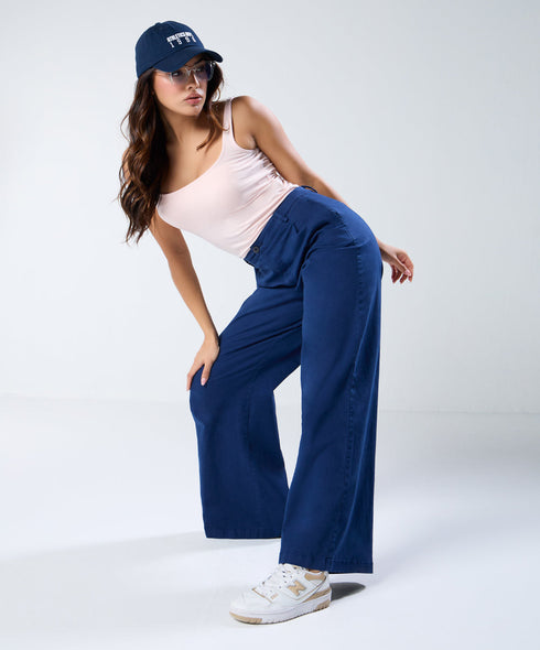 Blue Pleated Pants
