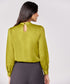 Satin Pleated Olive Long Sleeve Top