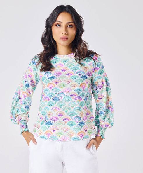 Long Sleeve Shell Printed Top