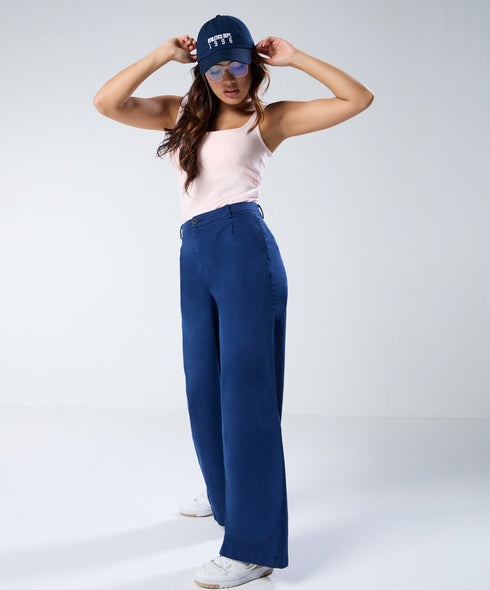 Blue Pleated Pants