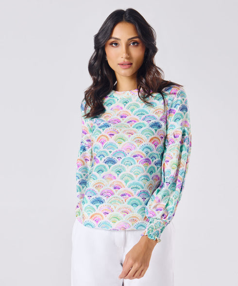 Long Sleeve Shell Printed Top