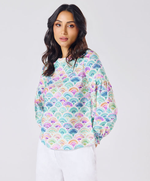 Long Sleeve Shell Printed Top