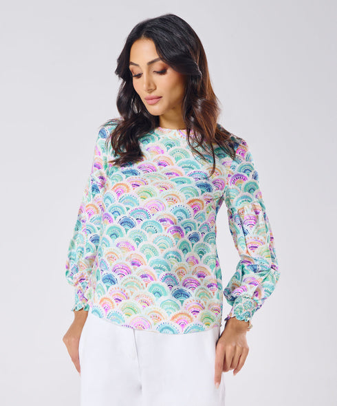 Long Sleeve Shell Printed Top