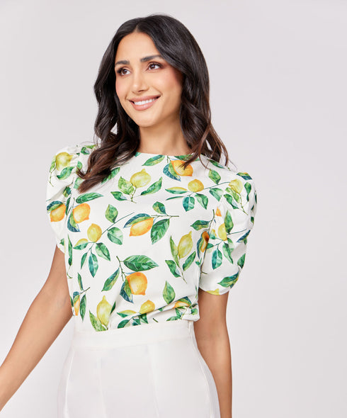 Short Sleeve Chiffon Printed Top