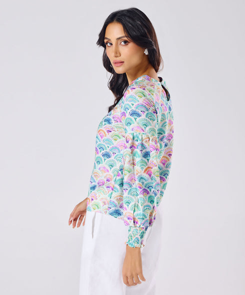 Long Sleeve Shell Printed Top