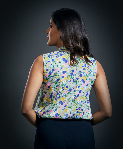 Sleeveless Printes Satin Top