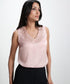 Sleeveless Collar Aattached Pink Top