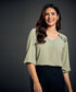 York Frilled Long Sleeve Green Top