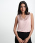 Sleeveless Collar Aattached Pink Top