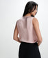 Sleeveless Collar Aattached Pink Top