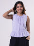Sleeveless Pintuck Peplum Top-Lavendar