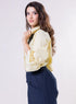 Leaf Embroidered Shirt Top-Yellow