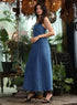 Deep V Neck Denim Maxi Dress