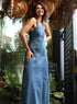 Deep V Neck Denim Maxi Dress