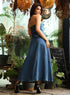 Deep V Neck Denim Maxi Dress