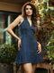 Halter Neck Bra Cut Denim Dress