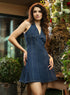 Halter Neck Bra Cut Denim Dress