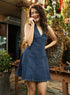 Halter Neck Bra Cut Denim Dress