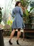 Long Sleeve Panneled Stylish Denim Dress