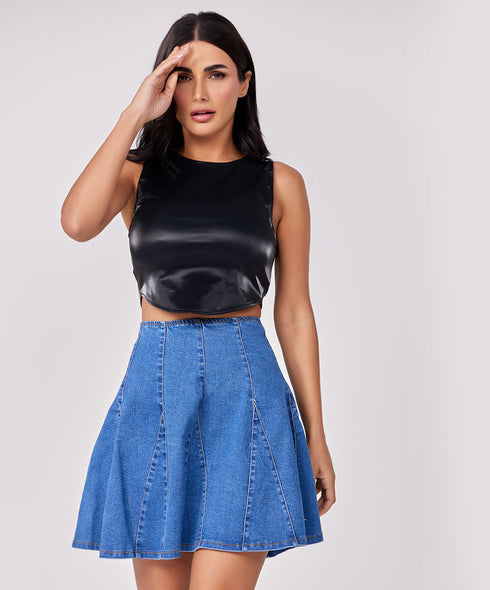 Panelled Double Stitched Skirt