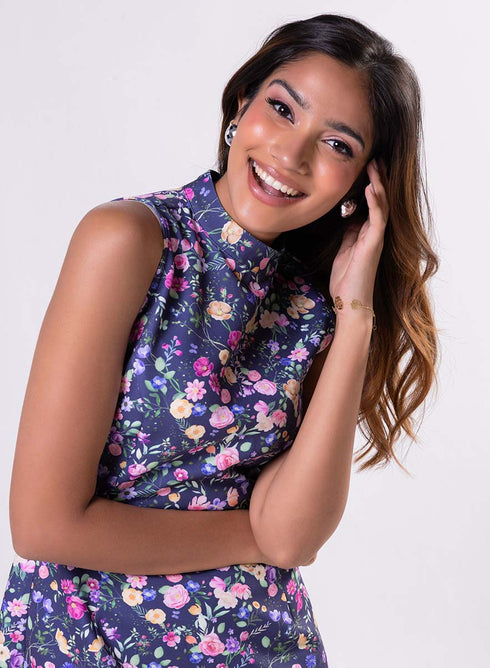 Printed Mixed Shift Dress