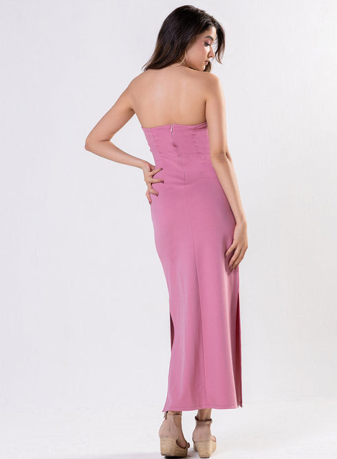Pink Tube Dress With A Side Opening