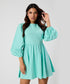 Round Neck Puffed Sleeve Dress