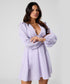 Long Puffed Sleeve Plunge Vneck Dress