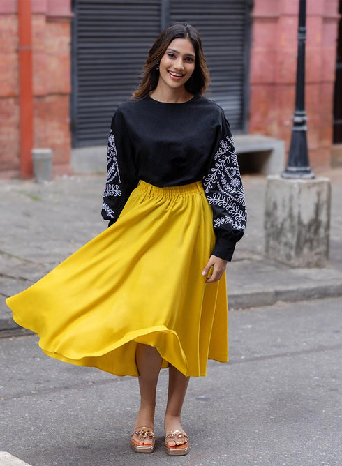 Long Sleeve Embroidered Top