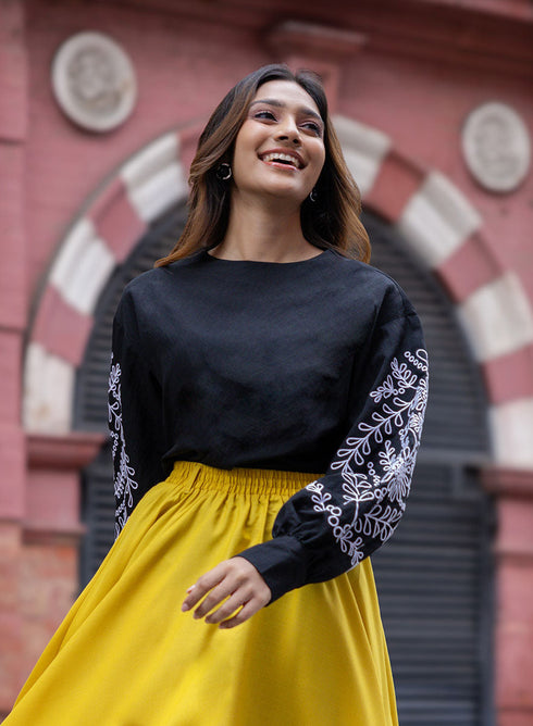 Long Sleeve Embroidered Top