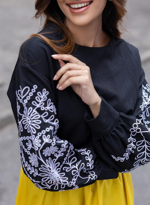 Long Sleeve Embroidered Top